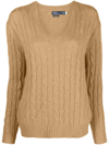Polo Ralph Lauren Oversize V Neck Sweater With Braids