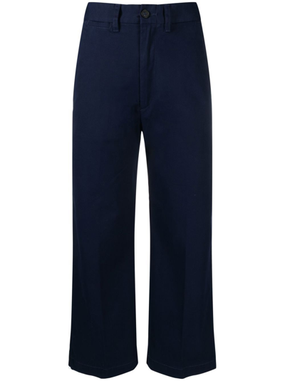 Polo Ralph Lauren Wide-leg Cropped Chinos In Blue