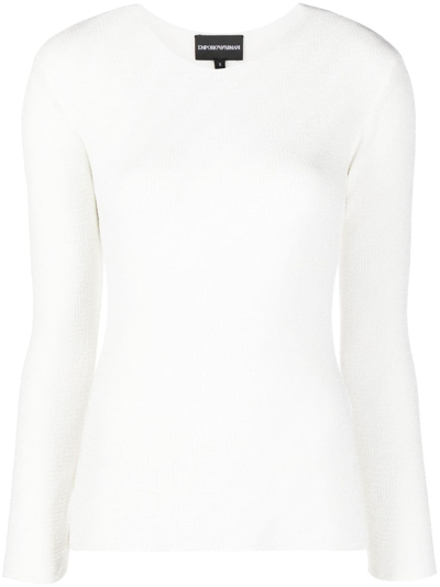 Emporio Armani Crew Neck Sweater In Hot White