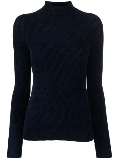 Emporio Armani Turtle Neck Jumper In Blue