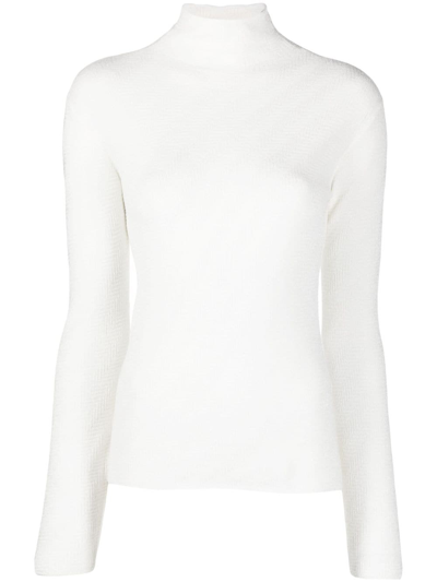 Emporio Armani Turtle Neck Sweater In Hot White