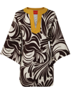 La Doublej La Double J Watermarble Shot Cotton The Kaftan Mini In Neutral