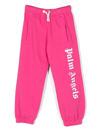 Palm Angels Kids' Logo-print Track Pants In Pink