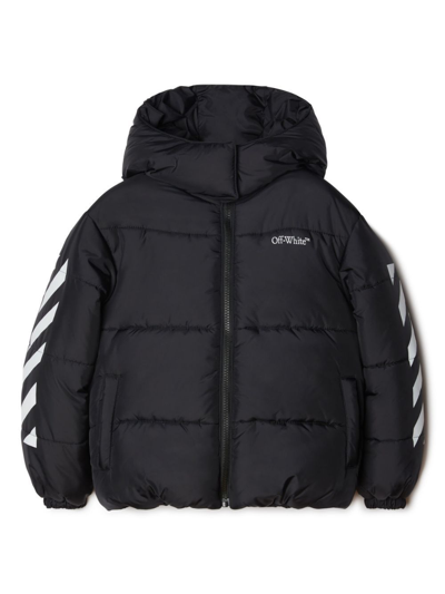 OFF-WHITE BOOKISH DIAG SHORT PUFFER,OBED005F23FAB001