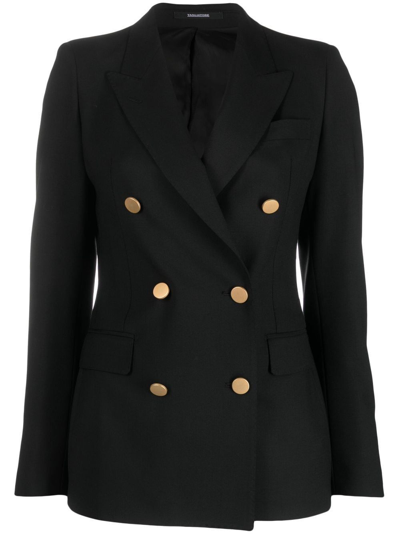 Tagliatore Parigi Gabardine Double Breasted Blazer In Black