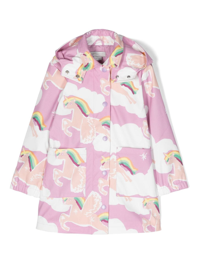 Stella Mccartney Kids' Printed Parka In Mc Glicine Multicoulor