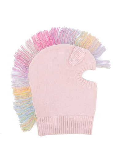 Stella Mccartney Kids' Fringed Knitted Hat In Pink