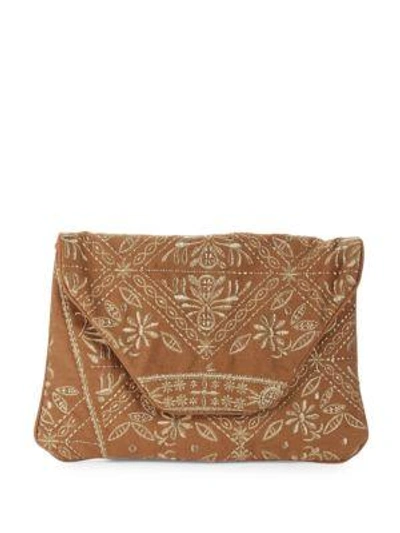 Antik Batik Embroidered Crossbody Bag In Light Brown