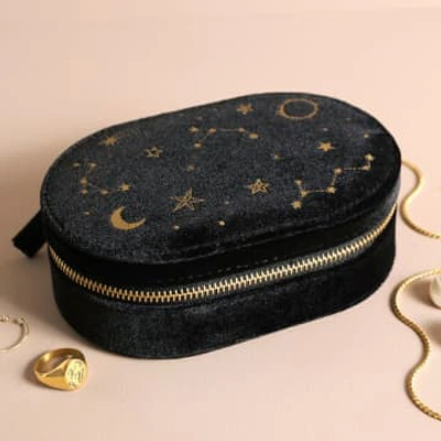 Lisa Angel | Starry Night Printed Oval Jewellery Case | Velvet Black