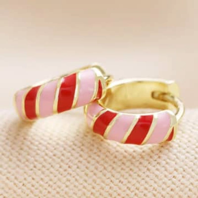 Lisa Angel | Enamel Striped Hoop Earrings | Red & Pink