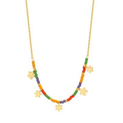 Estella Bartlett - Ditsy Flower Miyuki Necklace In Gold