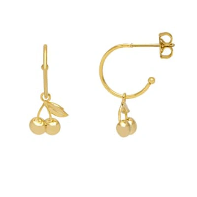 Estella Bartlett - Cherry Drop Hoop Gold Earrings