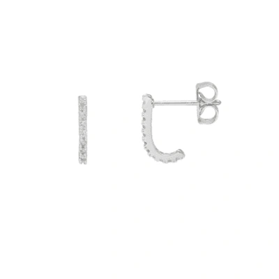 Estella Bartlett - Pave Hook Huggie Silver Earrings In Metallic