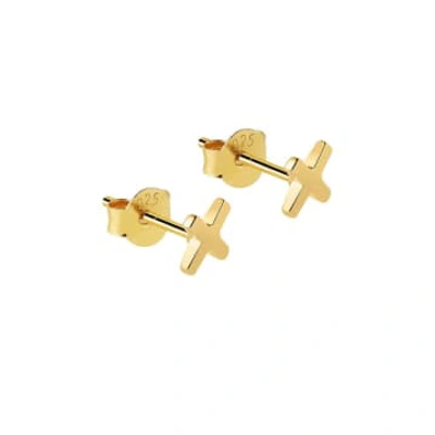 Juulry Gold Plated Cross Stud Earrings