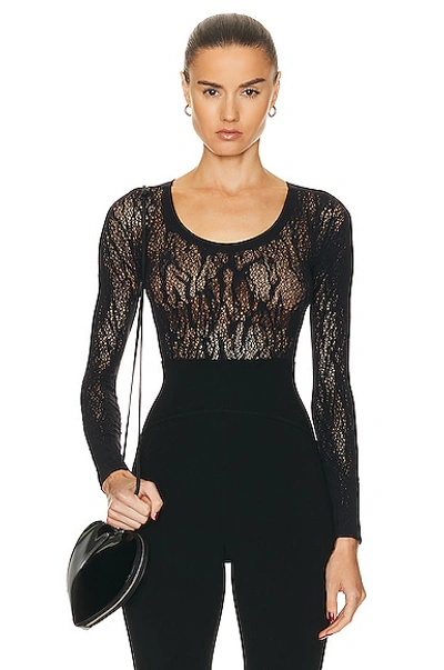 Wolford Snake Lace String Bodysuit In Black