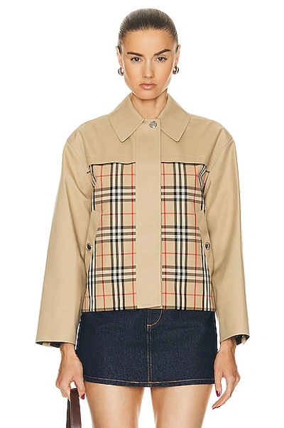 Burberry Hawkley Check Collared Shirt In Beige