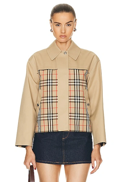 Burberry Hawkley Check Collared Shirt In Honey