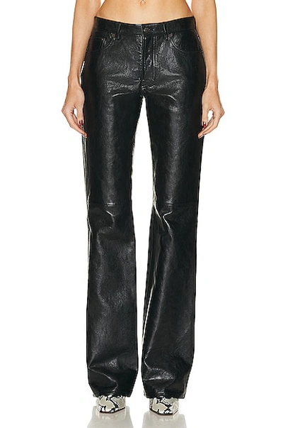 Acne Studios Mid Rise Straight Leather Trousers In Black