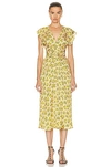 Isabel Marant Lyndsay Ruched Floral Print Midi Dress In Sunshine