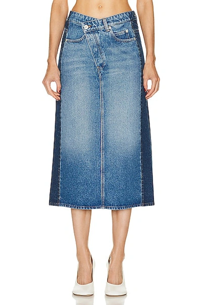 Loewe Deconstructed Two-tone Denim Midi Skirt In Denim_blue