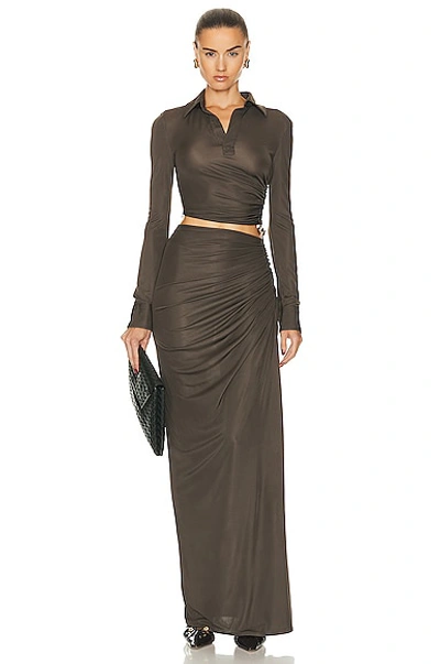 Bottega Veneta Long Flowing Dress In Brown