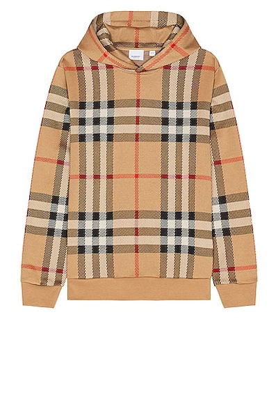 Burberry Men's Ferryton Check Knit Hoodie In Archive Beige