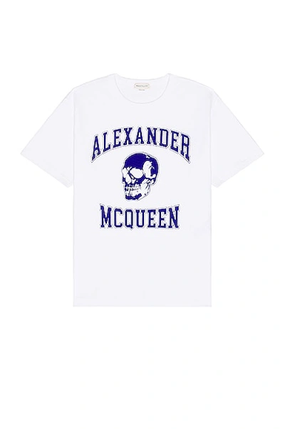 Alexander Mcqueen Organic Cotton Skull Graphic T-shirt In Blue