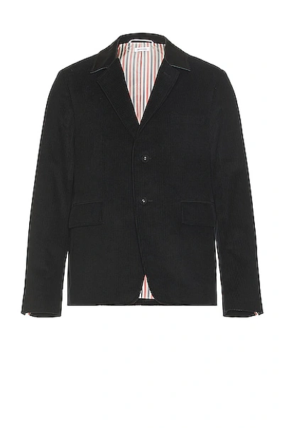 Thom Browne Button Up Cutaway Jacket In Black