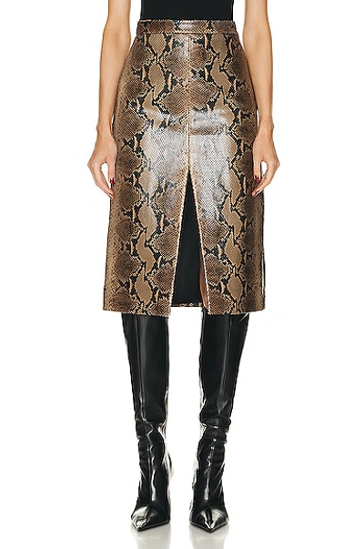 Khaite The Fraser Snakeskin-effect Leather Skirt In Brown,black