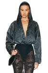 Alaïa Hooded Bodysuit In Lichen