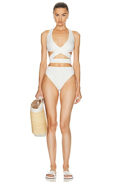 Alaïa Criss Cross Bikini Set In Blanc
