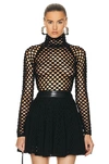 Alaïa Cage High Neck Knitted Top In Noir Alaia