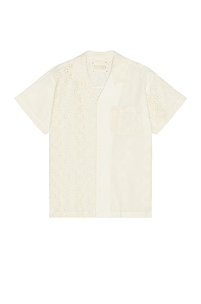 Harago Cut Work Cotton Shirt In Off White
