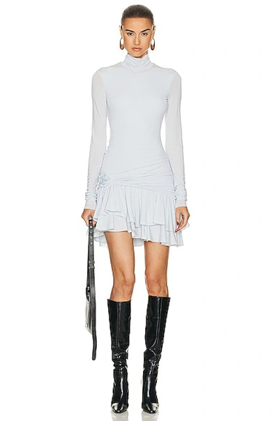 Blumarine Long Sleeve Mini Dress In Ice Grey