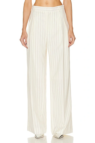 Jean Paul Gaultier Striped Wool Blend Trousers In Beige