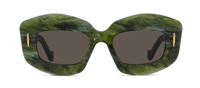 Loewe Chunky Anagram Lw40114i 96e Geometric Sunglasses In Brown