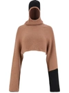Ferragamo Colour-block Ribbed Jumper In Beige