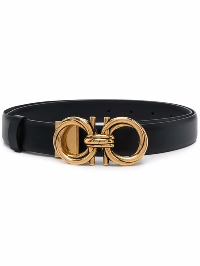 Ferragamo Gancini Leather Belt In Black