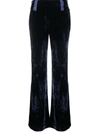 Forte Forte Flared Velvet-effect Trousers In Blue