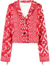 FORTE FORTE FORTE_FORTE JACQUARD WOOL BLEND SHORT JACKET