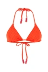 Jimmy Choo Ariah Logo-print Recycled-nylon Bikini Top In Red