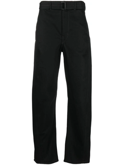 Lemaire Belted Wide-leg Trousers In Black