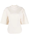 Attico Short Sleeve Crew-neck Sweatshirt With Open Back In White