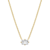 Lizzie Mandler Mini Prong-set Emerald-cut Diamond Necklace In 18k Gold,white Diamonds