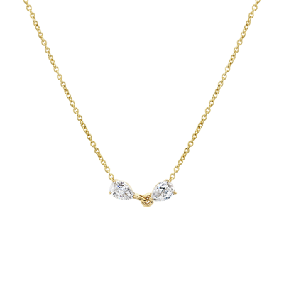 Lizzie Mandler Mini Diamond Pears Necklace In 18k Gold,white Diamonds