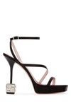 Roger Vivier Cube 120 Crystal Heel Satin Sandals In B999