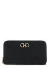 Ferragamo Continental Zip Around Gancini Wallet In Black