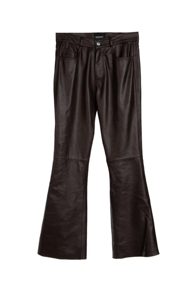 Simonetta Ravizza Wide Leg Leather Pants In Brown