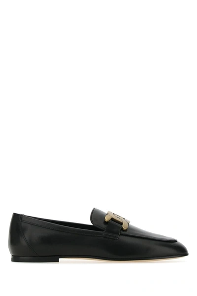 Tod's Black Leather Loafers In B999