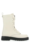 Valentino Leather Lace-up Boots In I16